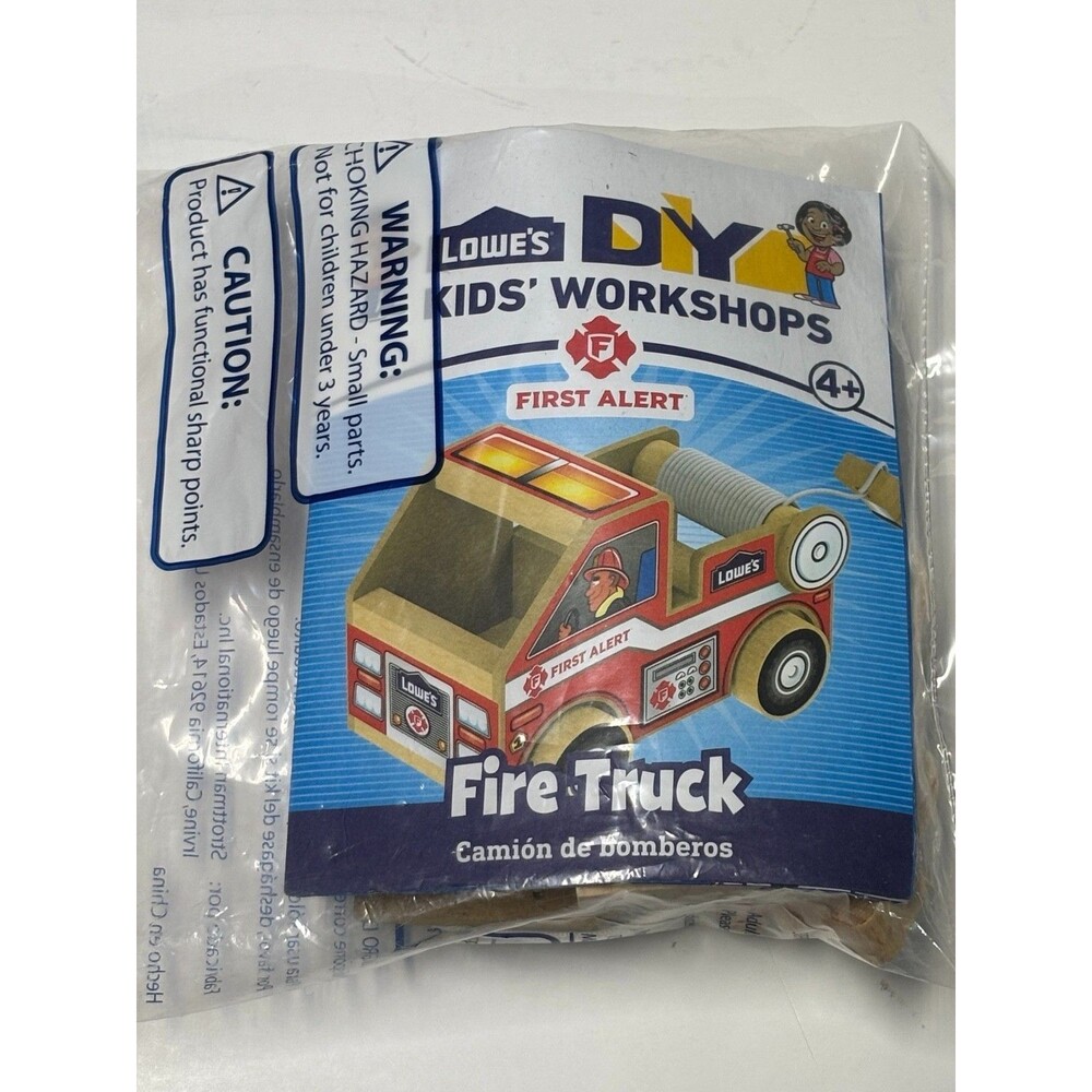 NEW~ Lowes Kids DIY Workshop Wood FIRE TRUCK Kit  W/ Patch